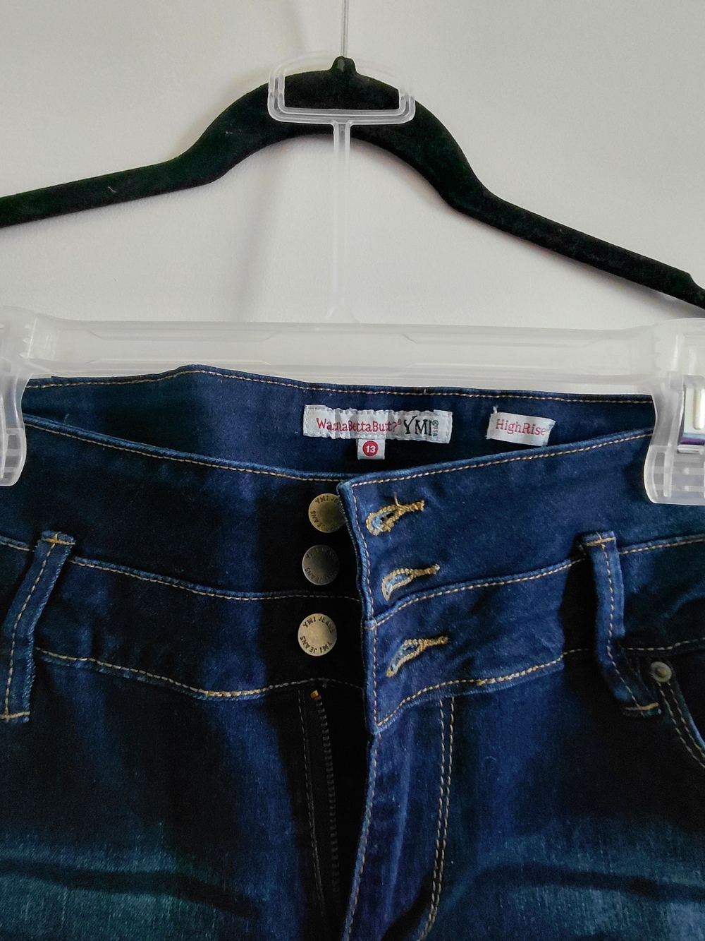 YMI High-Rise Dark Indigo Skinny Jeans with 3 Button Fly Size 13